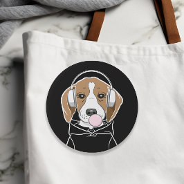 Hund med Bubblegum Cute Funny Beagle Knapp