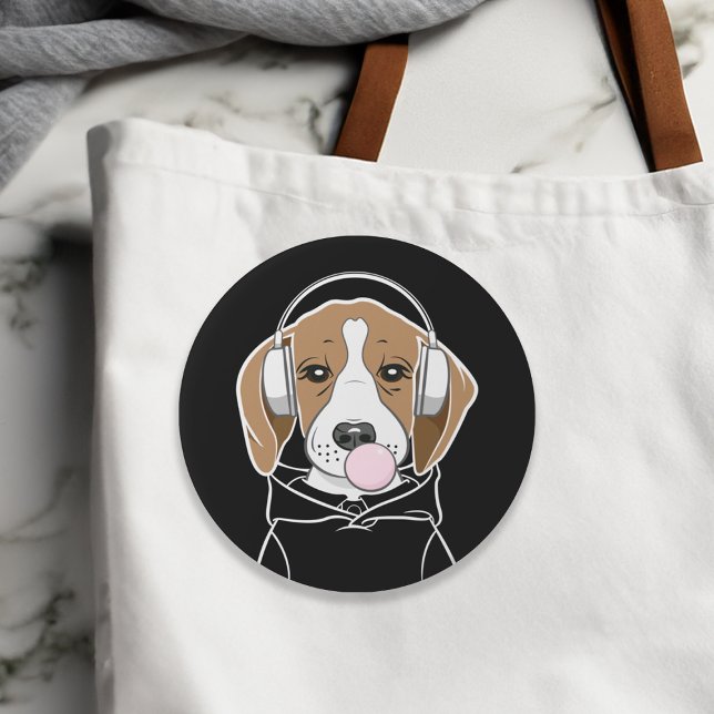 Hund med Bubblegum Cute Funny Beagle Knapp (Skapare uppladdad)