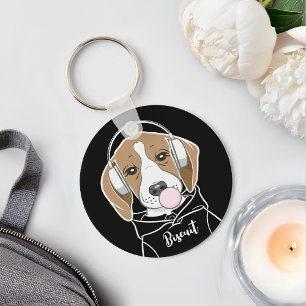 Hund med Bubblegum Cute Funny Beagle Nyckelring