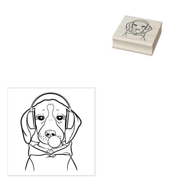 Hund med Bubblegum Funny Beagle Stämpel (Stämplad)