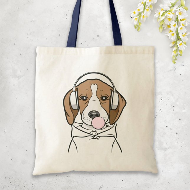 Hund med Bubblegum Funny Beagle Tygkasse (Skapare uppladdad)
