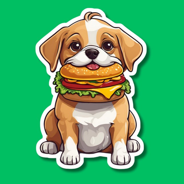 Hund med Cheeseburger Chew Watersecure Klistermärken (Skapare uppladdad)