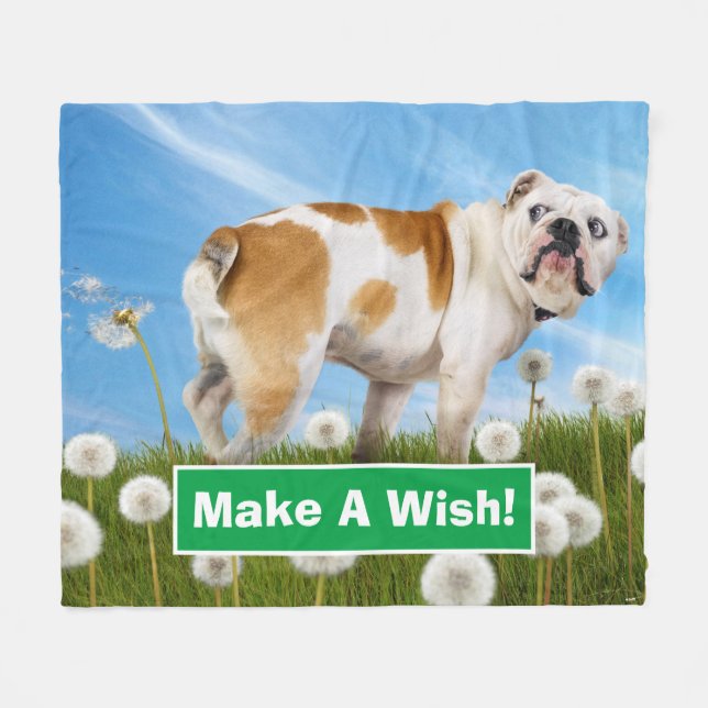 Hund med Dandelion Fleecefilt (Framsidan (Horisontell))