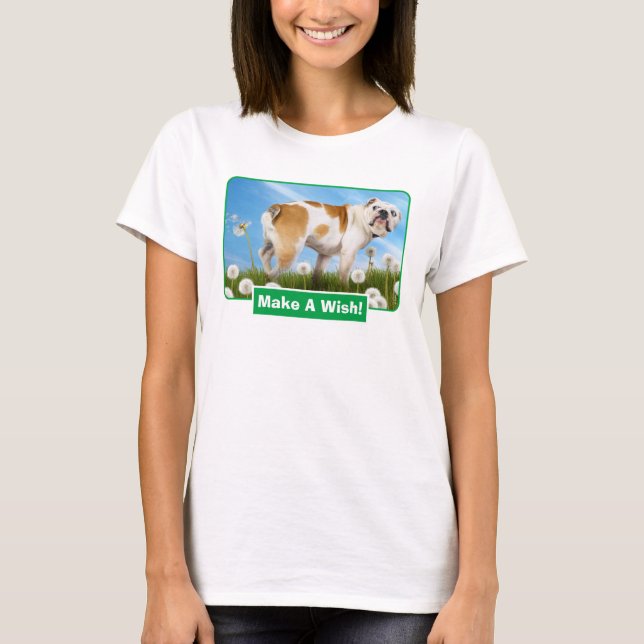 Hund med Dandelion T Shirt (Framsida)