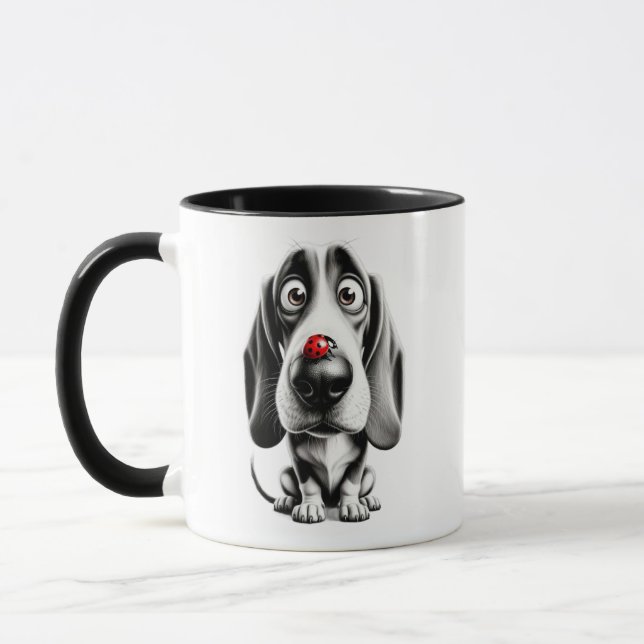 Hund med en nyckelpiga mugg (Vänster)
