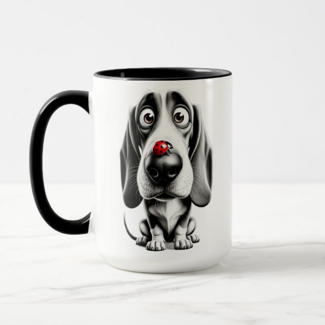 Hund med en nyckelpiga mugg (Vänster)