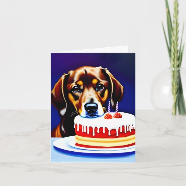 Hund med födelsedag med mappat gratulationskort kort (Framsida)