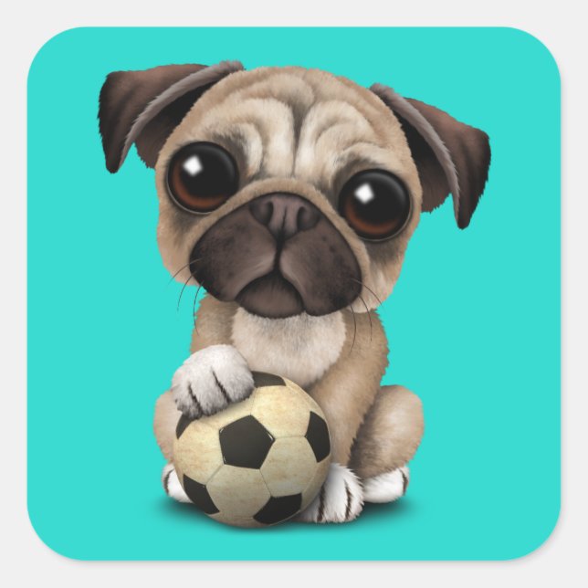 Hund med fotbolls-EM Fyrkantigt Klistermärke (Framsida)
