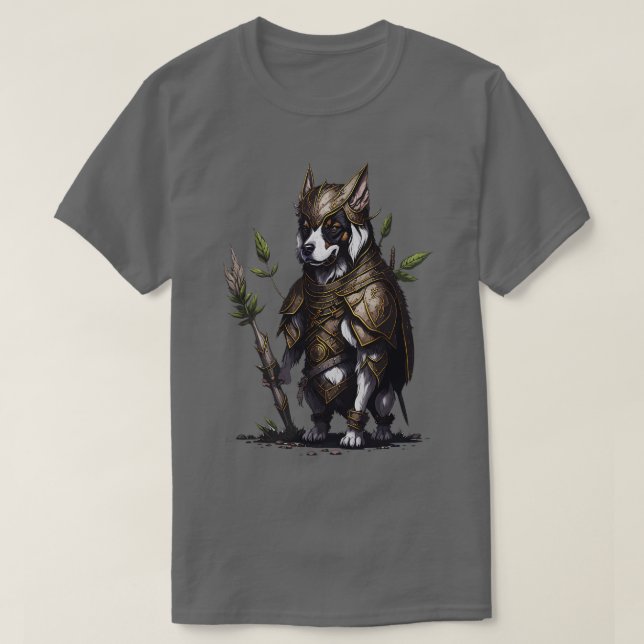 Hund med gammal krigare t shirt (Design framsida)