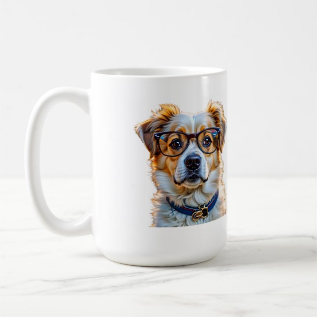 Hund med glasögon kaffemugg (Vänster)