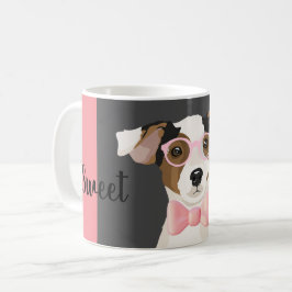 Hund med glasögon och buggslips. kaffemugg