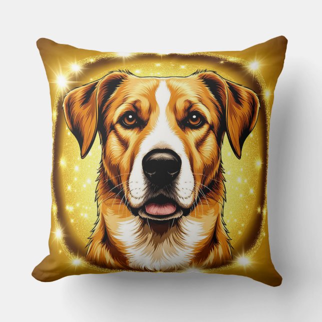 Hund med glitter Husdjursälskare Heminredning Pres Kudde (Framsida)