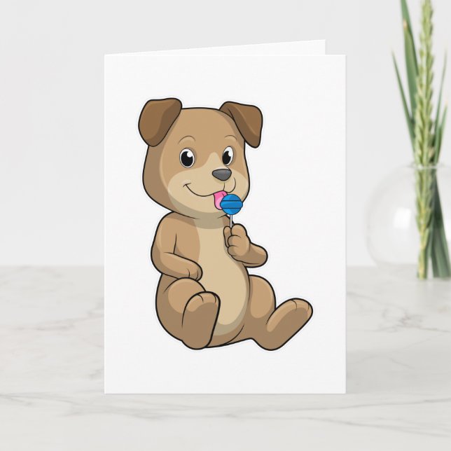 Hund med godis Suckers Kort (Framsida)