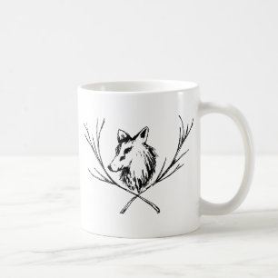 Hund med Grenar svartvitt Kaffemugg