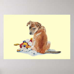 Hund med grumlig teddy realist art poster