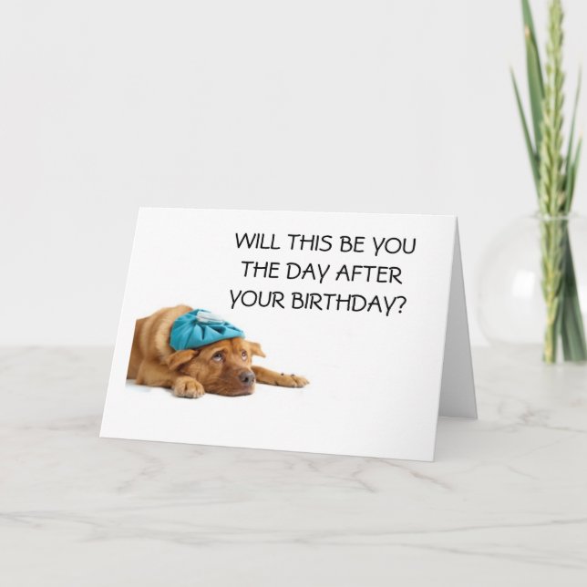 HUND MED HANGOVER HUMOROUS 50:E KORT (Framsida)