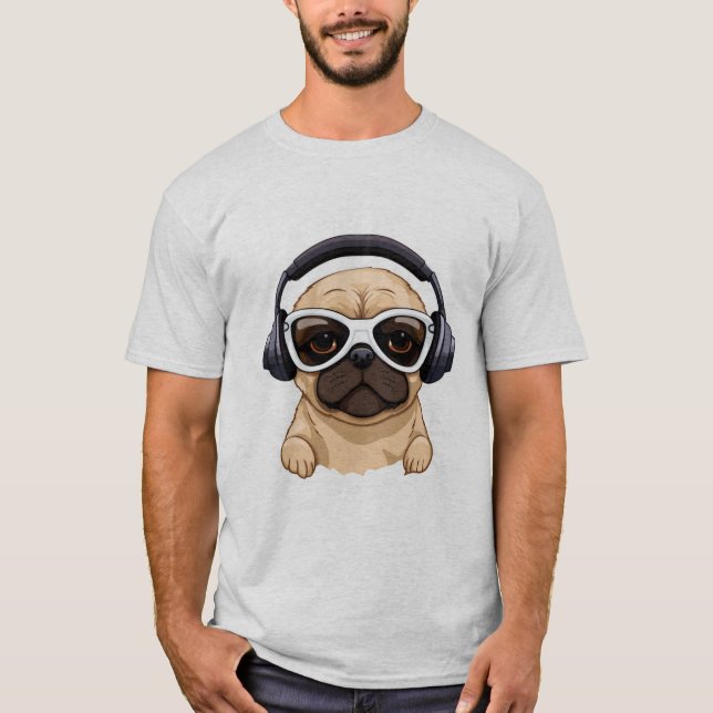 HUND MED HEADPHONE.JPG T SHIRT (Framsida)