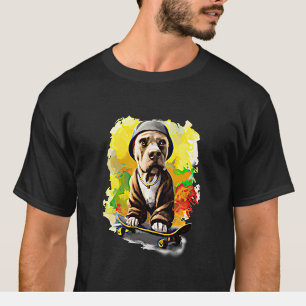 Hund med Helmet på en skateboard T Shirt