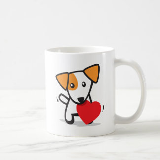 Hund med hjärta kaffemugg