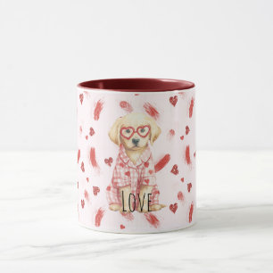 Hund med hjärtformade glas glitter kärlek hjärtan mugg