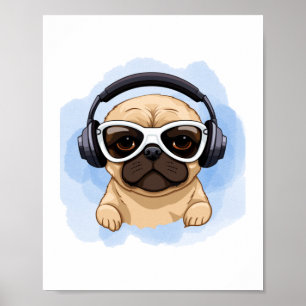 Hund med hörlurar 2 poster