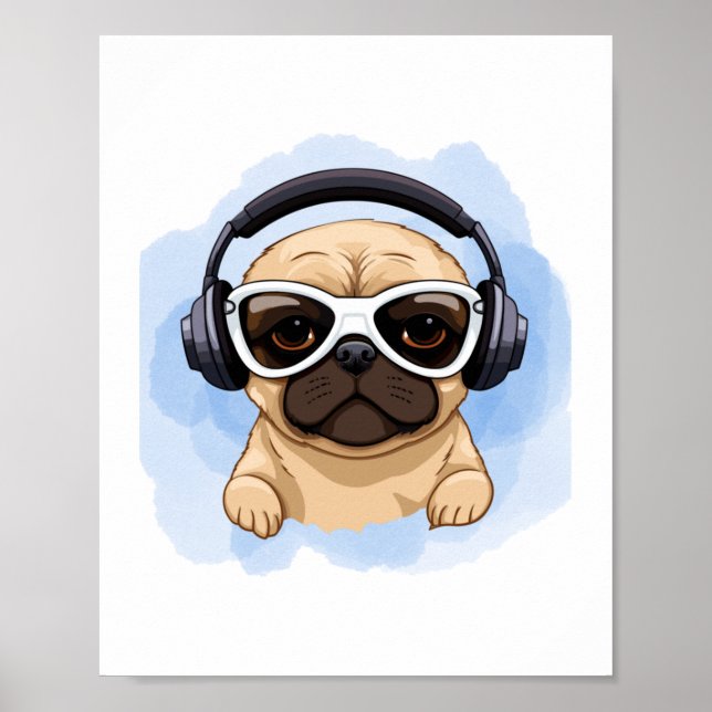 Hund med hörlurar 2 poster (Framsidan)