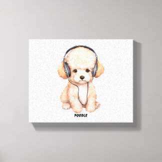 Hund med hörlurar canvastryck