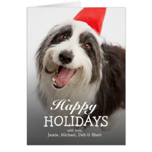 Hund med julhat hälsningskort
