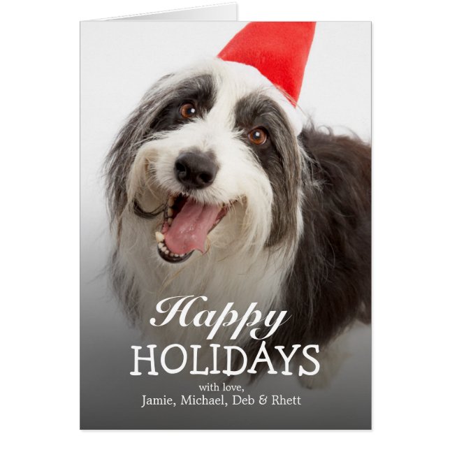 Hund med julhat hälsningskort (Framsidan)