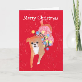 Hund med julkort Ljus Helgkort