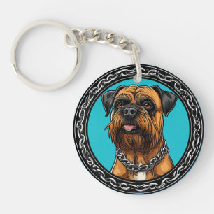 Hund med kedjekrage och djärv bakgrund