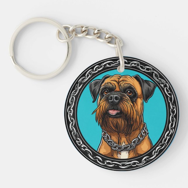 Hund med kedjekrage och djärv bakgrund (Framsidan)