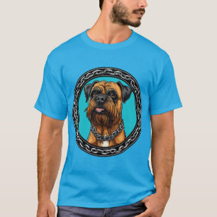 Hund med kedjekrage och djärv bakgrund t shirt
