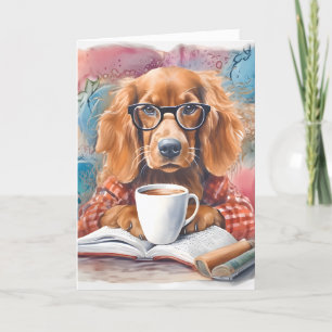 Hund med Kopp av Hett Chocolate Tack Kort