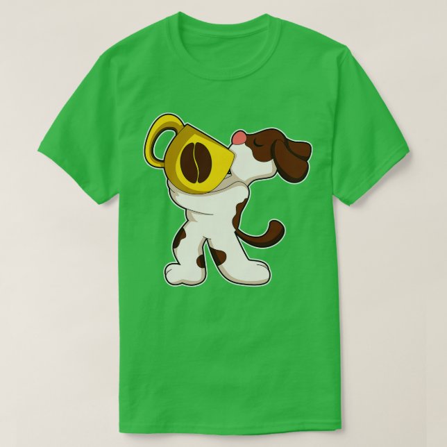 Hund med Kopp i kaffe 2 T Shirt (Design framsida)