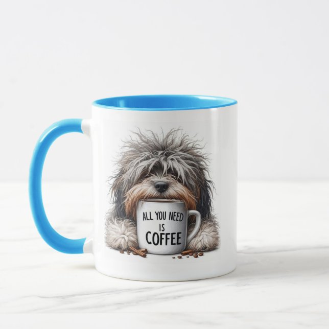 Hund med kopp kaffe (Vänster)