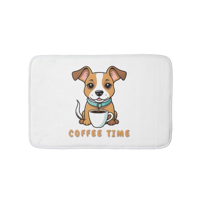 hund med kopp kaffe badrumsmatta (Framsidan)