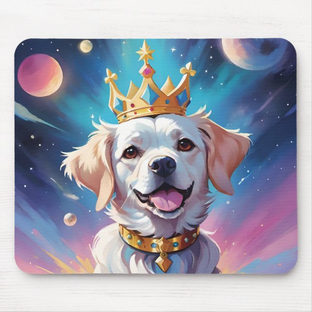 Hund med krona i rymden musmatta (Framsidan)