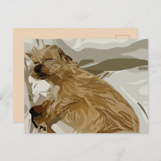 hund med liten Daisy Helg Vykort