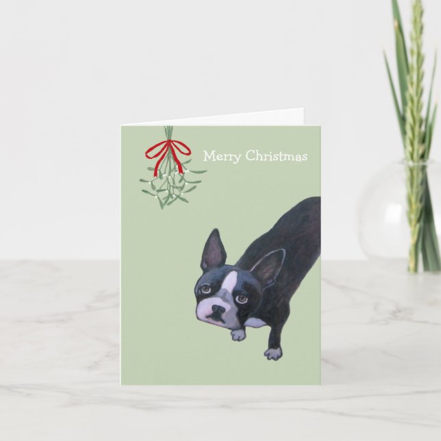 Hund med mistletoen helgkort (Framsida)