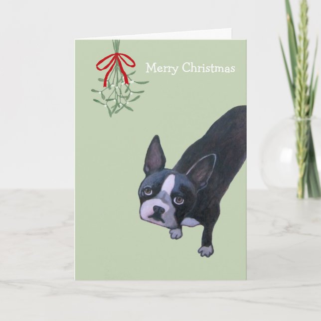 Hund med mistletoen helgkort (Framsida)