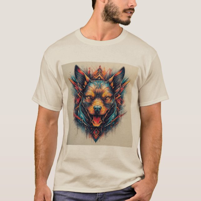 Hund med modern abstrakt design t shirt (Framsida)