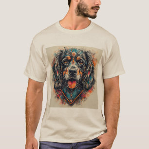 Hund med modern abstrakt design t shirt