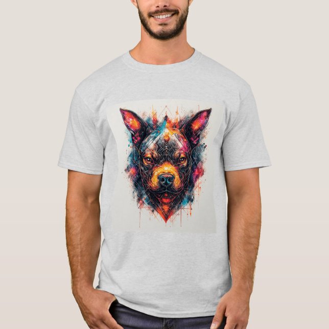 Hund med modern abstrakt design t shirt (Framsida)