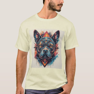 Hund med modern abstrakt design t shirt