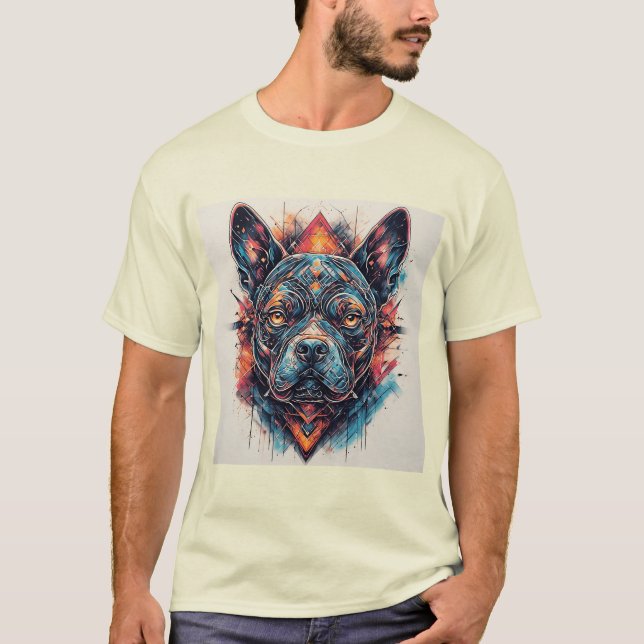 Hund med modern abstrakt design t shirt (Framsida)