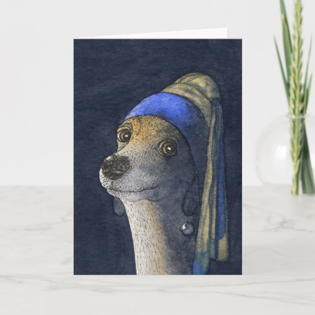 Hund med pärlörring kort (Framsida)