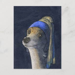 Hund med pärlörring vykort