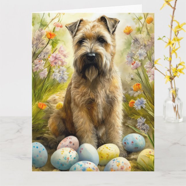 Hund med Påskägg med Helgdag Kort (Gul blomma)