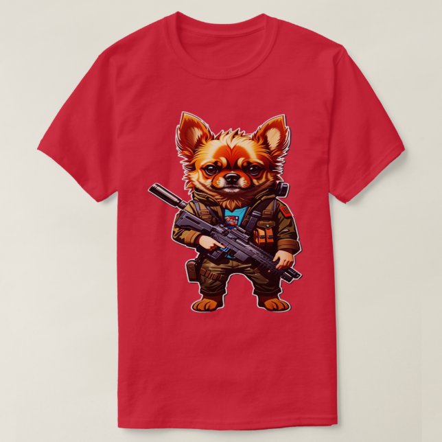 hund med pistol t shirt (Design framsida)